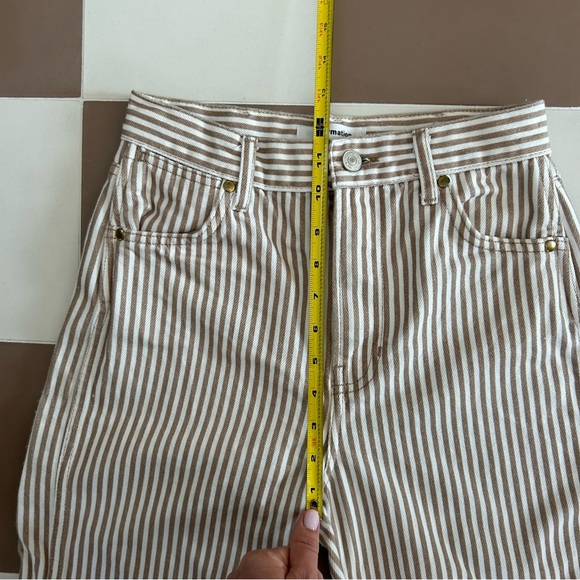 Reformation Cowboy Tan and White Striped High Rise Straight Jeans Size 25 - Picture 10 of 11